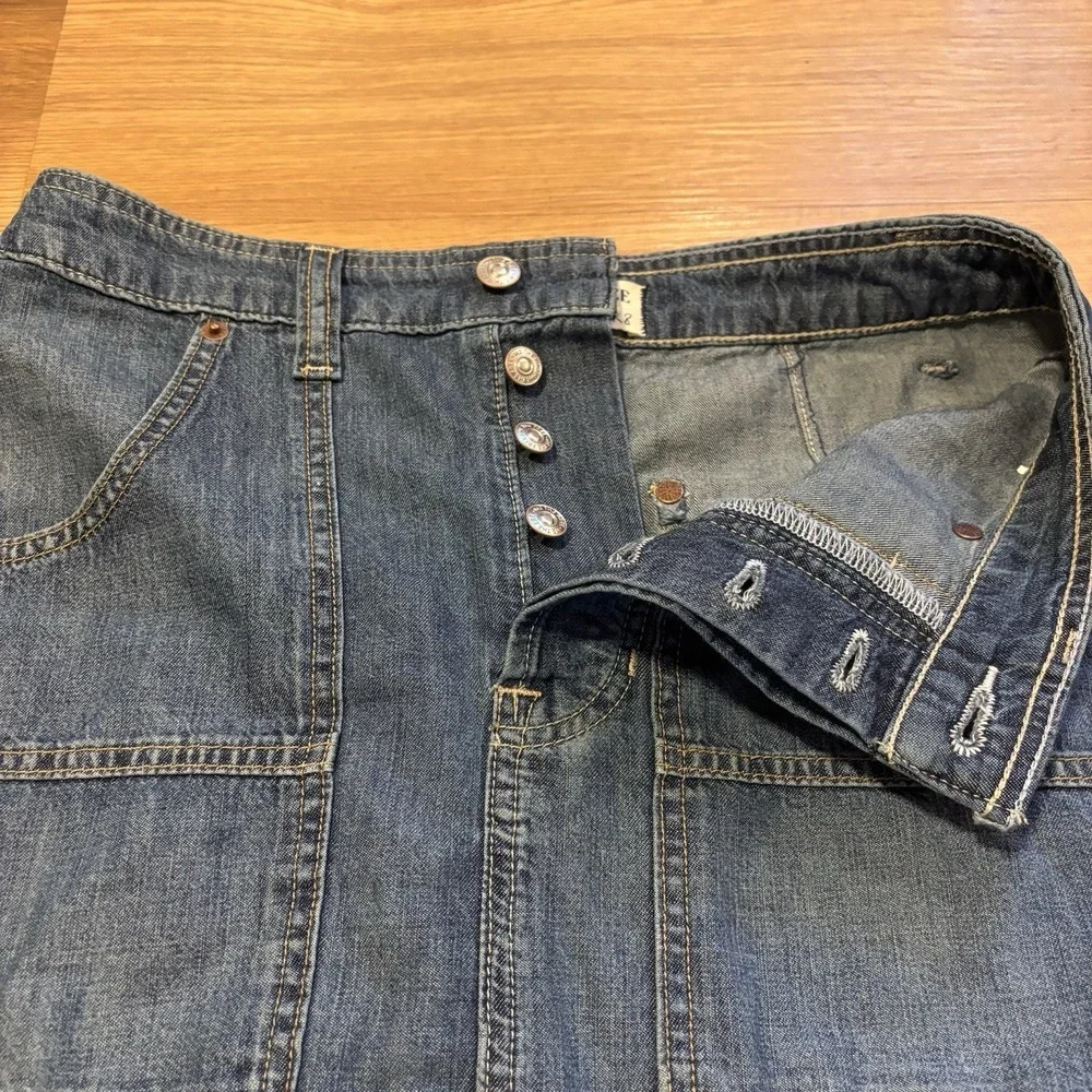 Free‎ People We The Free Now And Then Denim Midi Skirt Size 4 Blue Indigo Boho